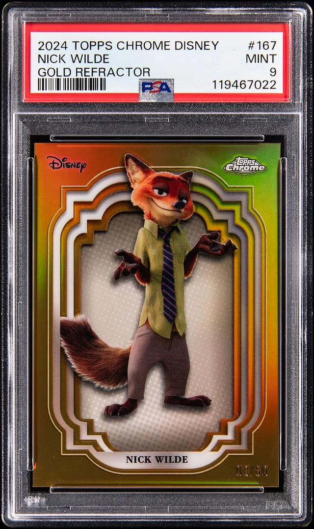 2024 Topps Chrome Nick Wilde Disney Gold Refractor #167 card image