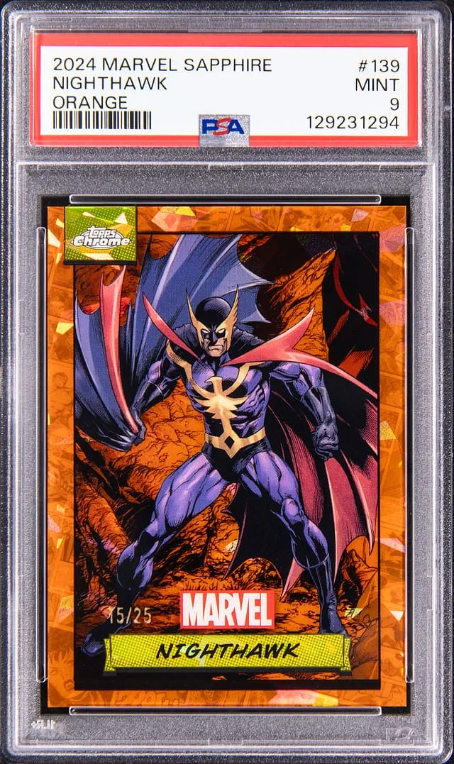 2024 Topps Chrome Nighthawk Marvel Sapphire Orange #139 card image