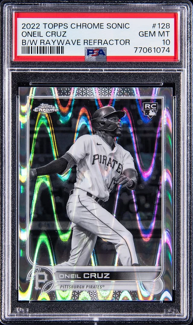 2024 Topps Chrome Oneil Cruz Black & White Raywave Refractor #128 card image