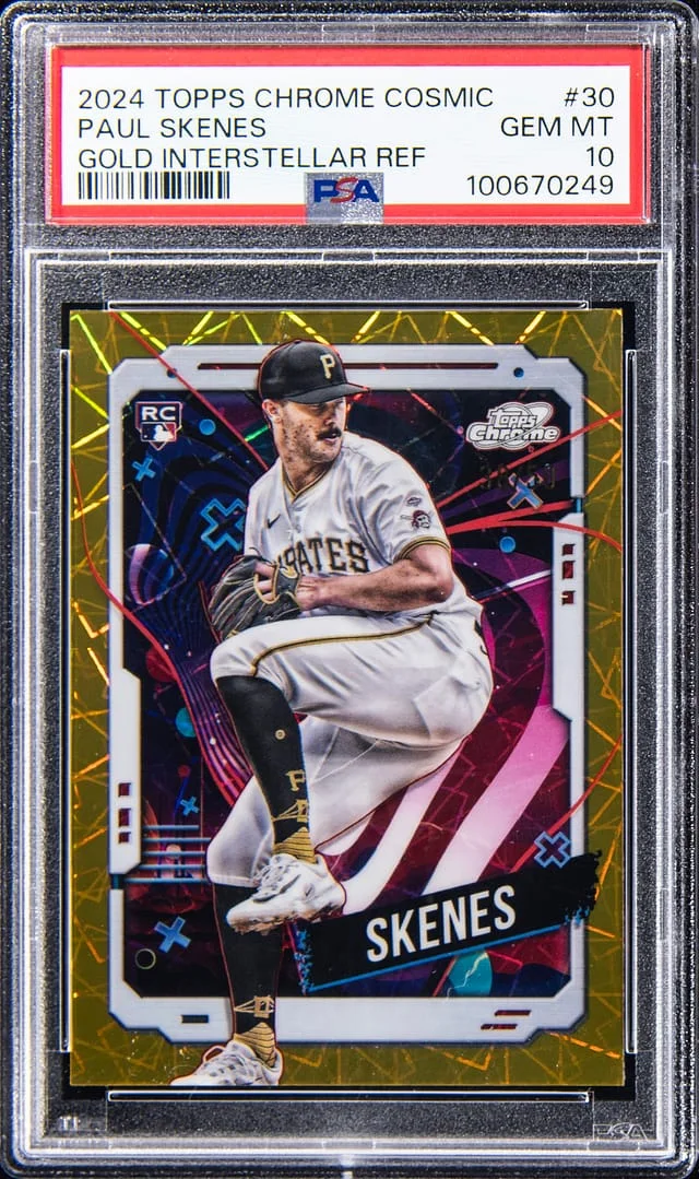 2024 Topps Chrome Paul Skenes Gold Interstellar Refractor #30 card image
