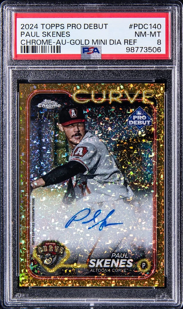 2024 Topps Chrome Paul Skenes Pro Debut Autograph Mini Diamond Refractor #PDC-140 card image