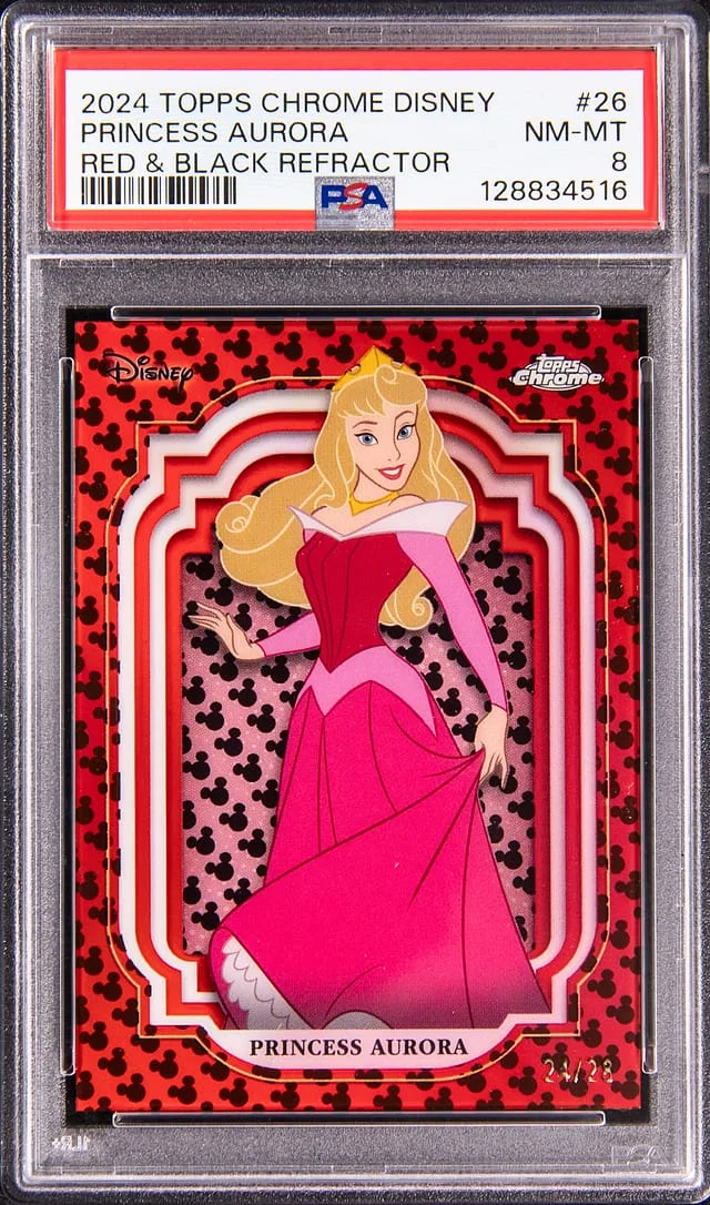 2024 Topps Chrome Princess Aurora Disney Red & Black Refractor #26 card image