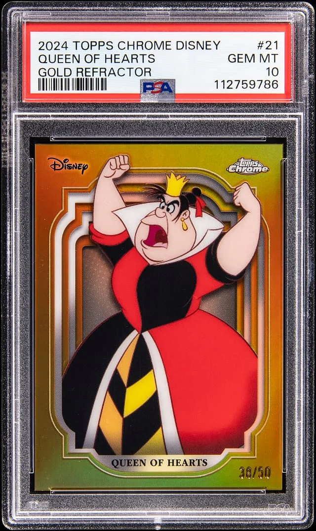 2024 Topps Chrome Queen of Hearts Disney Gold Refractor #21 card image
