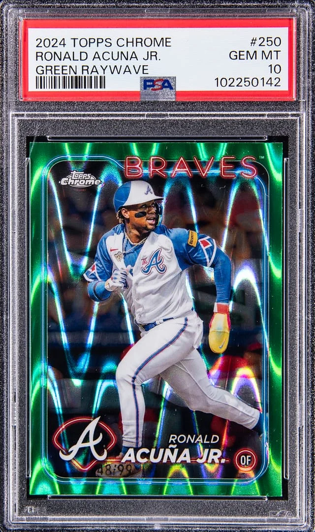2024 Topps Chrome Ronald Acuna Jr. Green Raywave #250 card image
