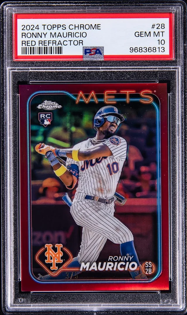 2024 Topps Chrome Ronny Mauricio Red Refractor #28 card image