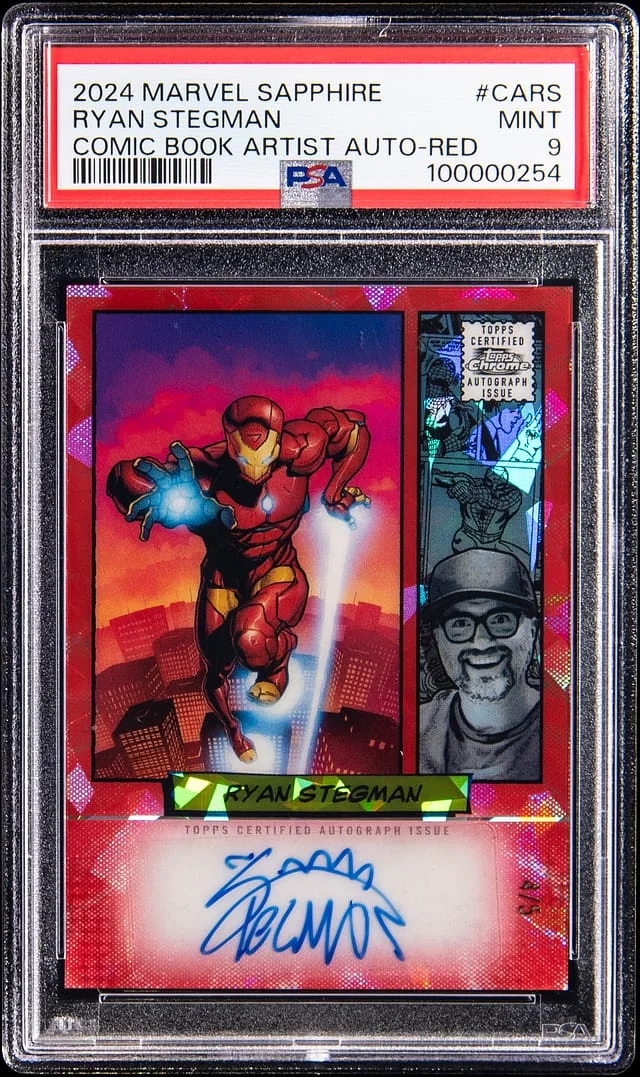2024 Topps Chrome Ryan Stegman Marvel Sapphire Comic Book Artist Autograph Red Refractor #CA-RS card image