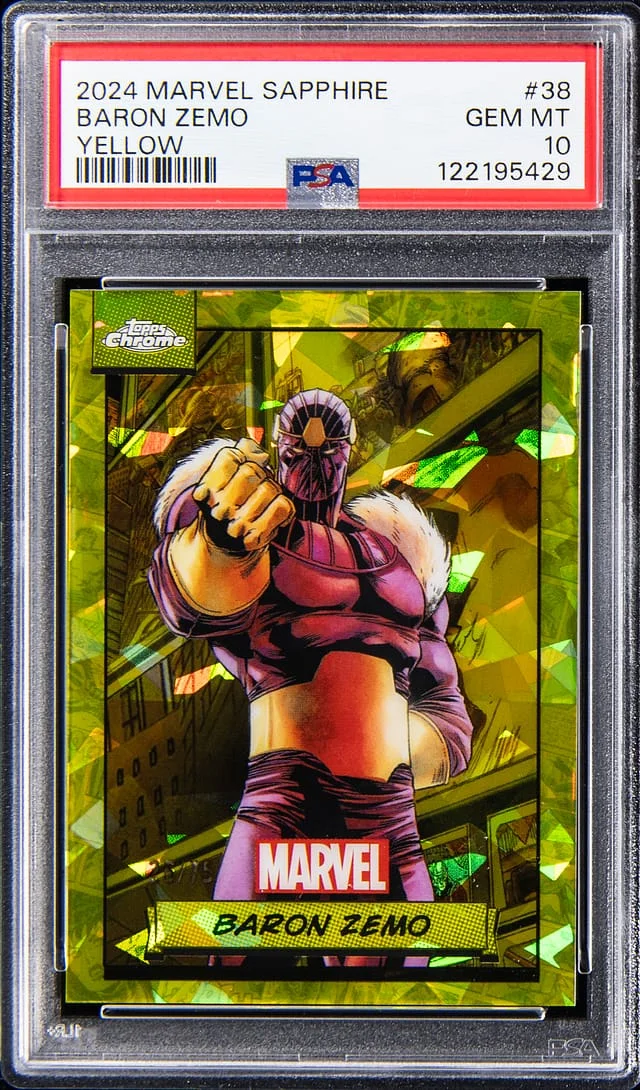 2024 Topps Chrome Sapphire Edition Baron Zemo Marvel Yellow #38 card image