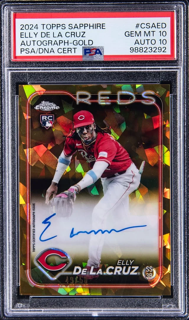 2024 Topps Chrome Sapphire Edition Elly De La Cruz Chrome Sapphire Autographs Black #CSA-ED card image