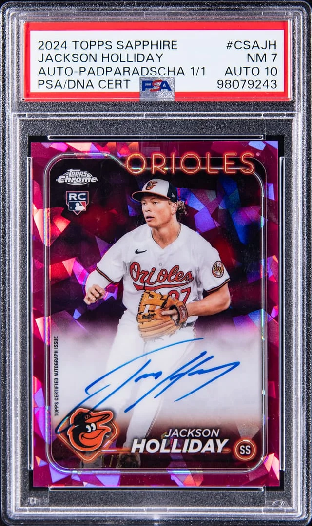 2024 Topps Chrome Sapphire Edition Jackson Holliday Autographs Padparadscha #CSA-JH card image
