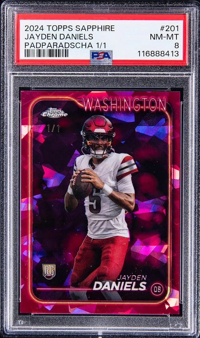 2024 Topps Chrome Sapphire Edition Jayden Daniels Padparadscha #201 card image