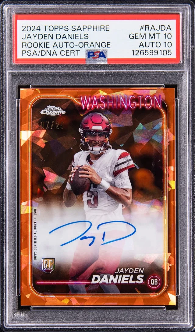 2024 Topps Chrome Sapphire Edition Jayden Daniels Autographs Orange #RA-JDA card image