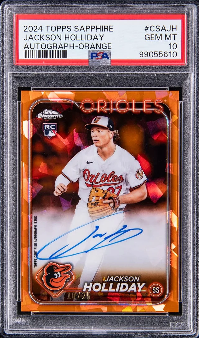 2024 Topps Chrome Sapphire Jackson Holliday Autograph Orange #CSA-JH card image