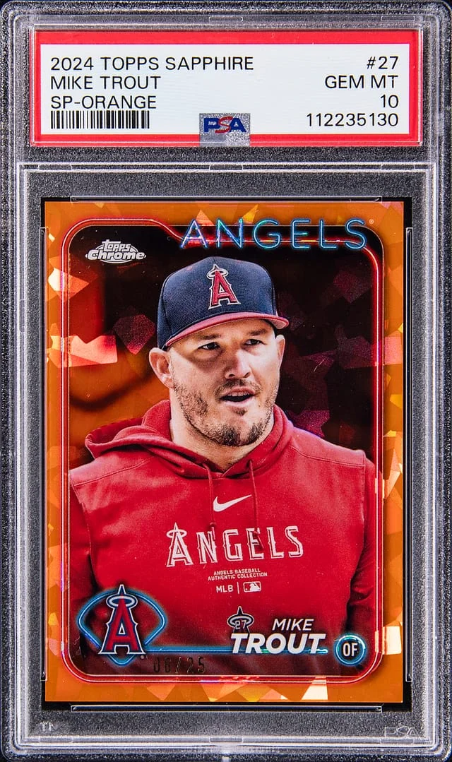 2024 Topps Chrome Sapphire Mike Trout SP Orange Refractor #27 card image