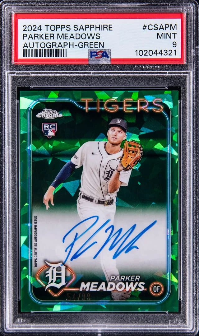2024 Topps Chrome Sapphire Parker Meadows Autograph Green #CSA-PM card image