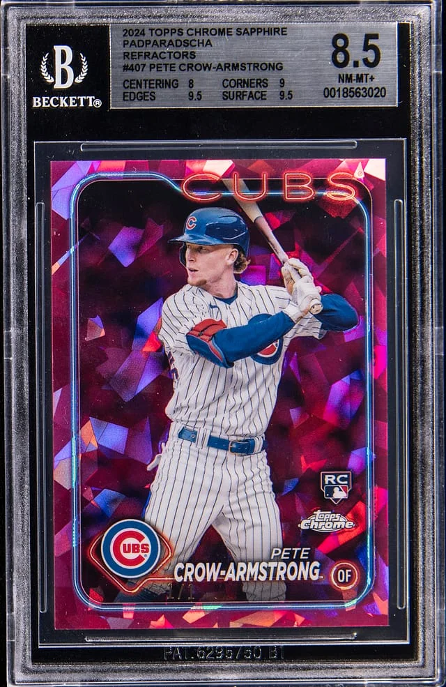 2024 Topps Chrome Sapphire Pete Crow-Armstrong Padparadscha Refractor #407 card image