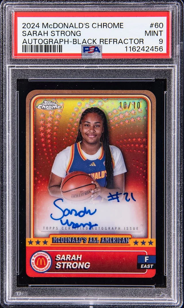 2024 Topps Chrome Sarah Strong McDonald's All American Autograph Black Refractor #60 card image