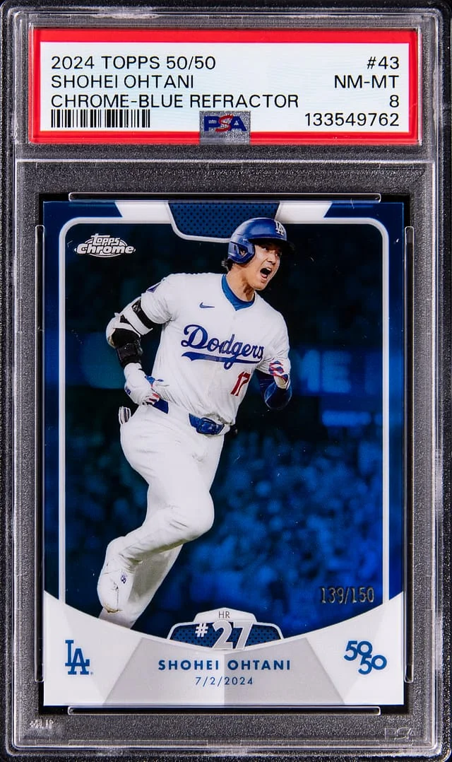 2024 Topps Chrome Shohei Ohtani 50/50 Blue Refractor #43 card image