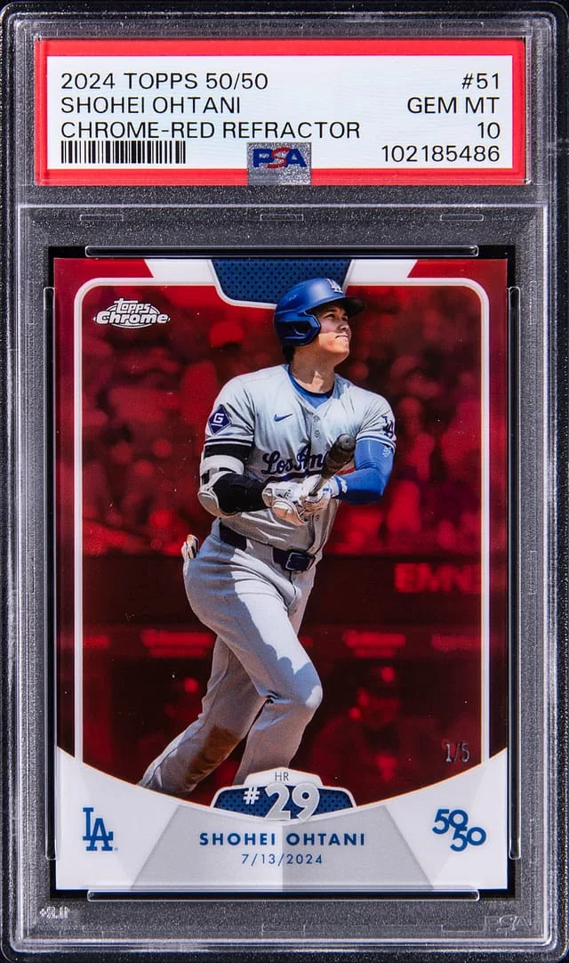 2024 Topps Chrome Shohei Ohtani 50/50 Red Refractor #51 card image