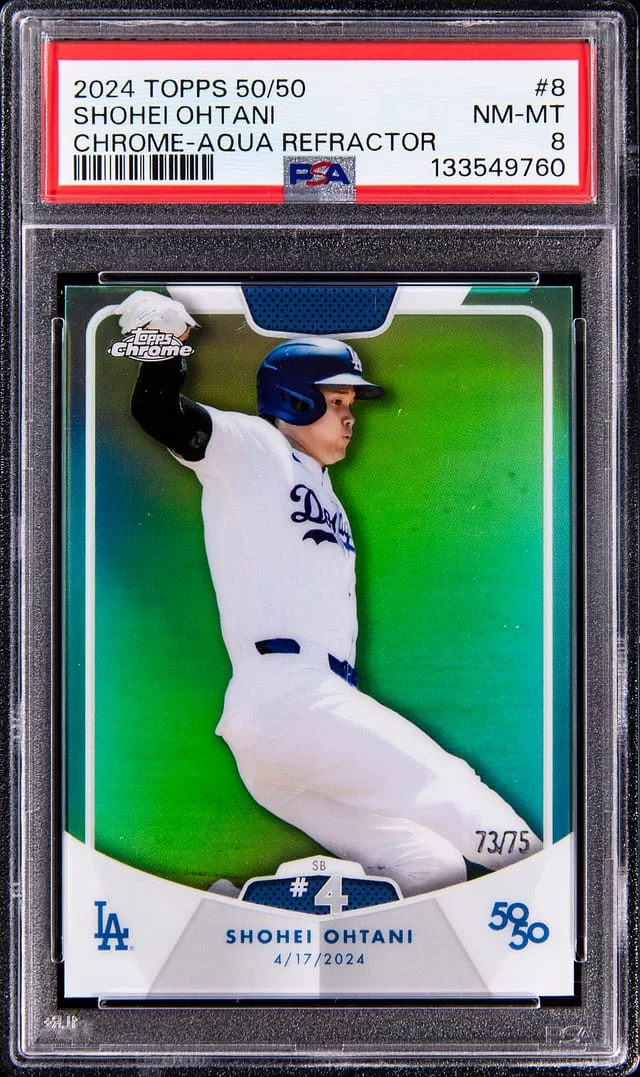 2024 Topps Chrome Shohei Ohtani 50/50 Aqua Refractor #8 card image