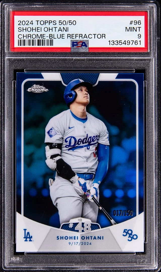 2024 Topps Chrome Shohei Ohtani 50/50 Blue Refractor #96 card image