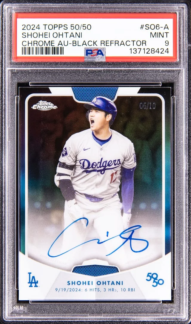 2024 Topps Chrome Shohei Ohtani 50/50 Autograph Black Refractor #SO6-A card image
