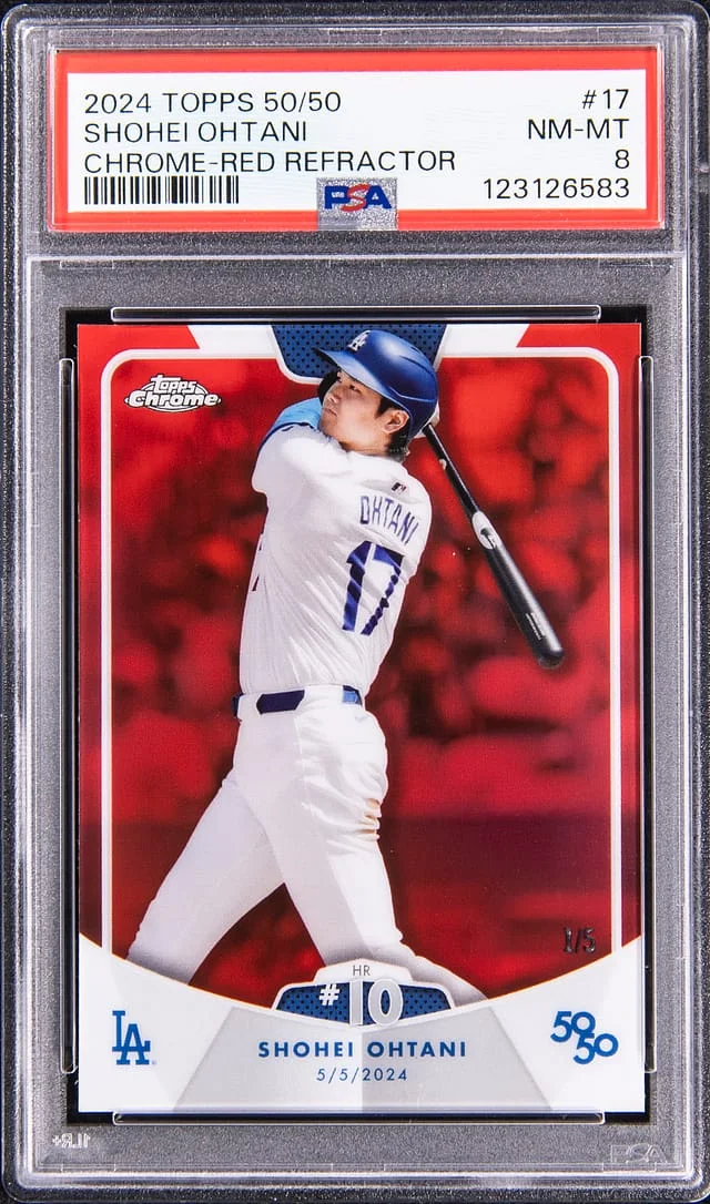 2024 Topps Chrome Shohei Otani 50/50 Chrome Red Refractor #17 card image