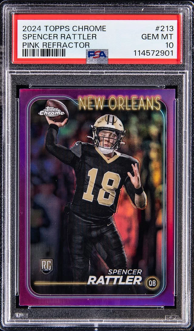 2024 Topps Chrome Spencer Rattler Pink Refractor #213 card image