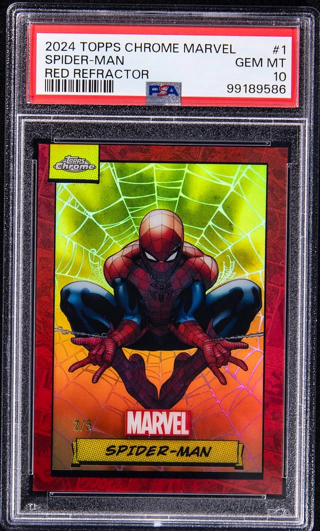 2024 Topps Chrome Spider-Man Marvel Sapphire Edition Red Refractor #1 card image