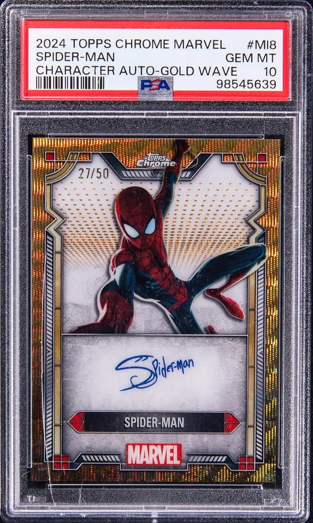 2024 Topps Chrome Spider-Man Marvel Character Autographs Gold Wave #MI8 card image