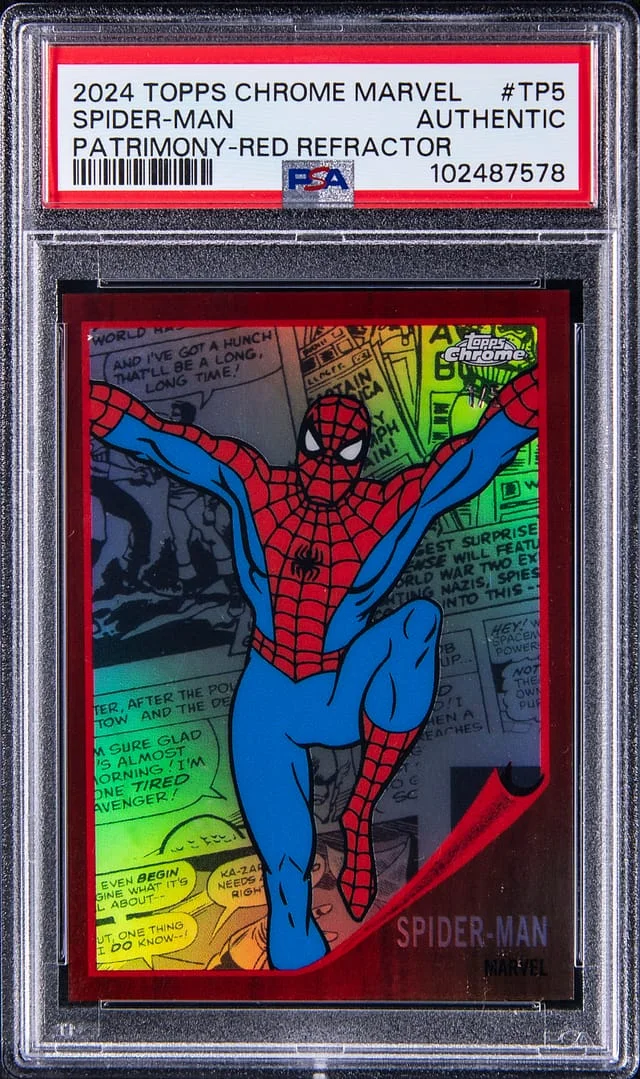 2024 Topps Chrome Spider-Man Marvel Patrimony Red Refractor #TP-5 card image