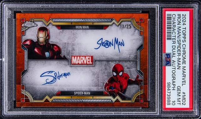 2024 Topps Chrome Spider-Man/Iron Man Marvel Character Dual Autographs #MD-2 card image