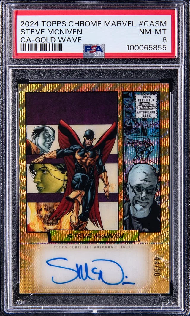 2024 Topps Chrome Steve McNiven Marvel Certified Autograph Gold Wave #CA-SM card image