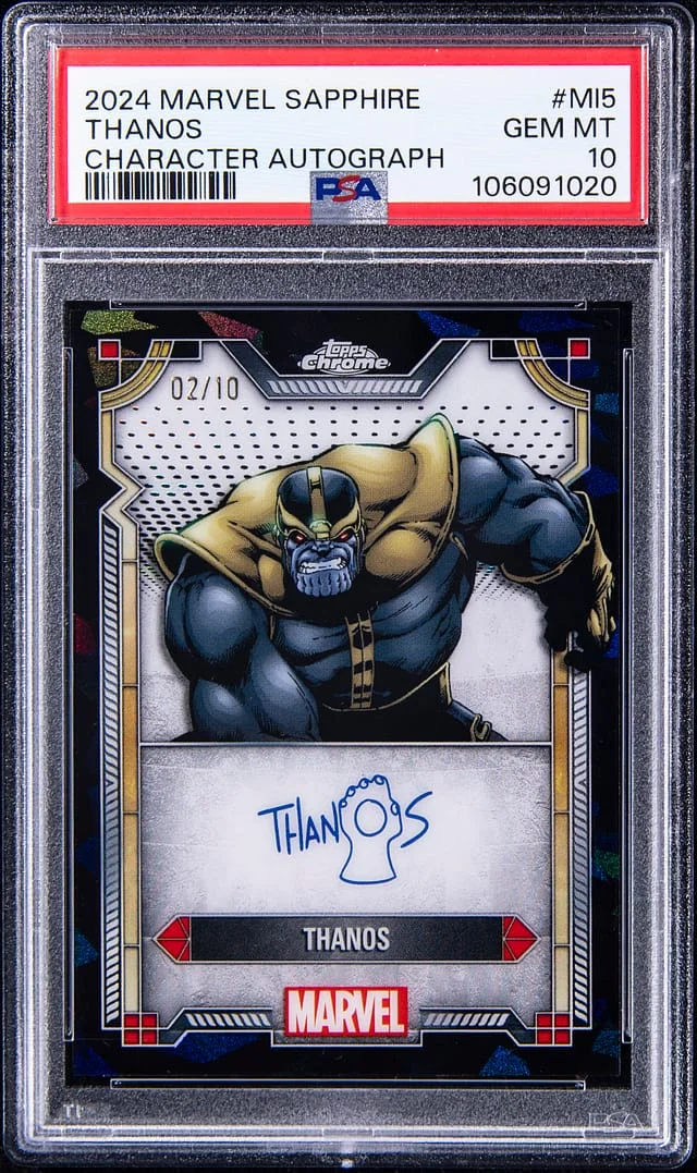 2024 Topps Chrome Thanos Marvel Sapphire Character Autograph #MI-5 card image
