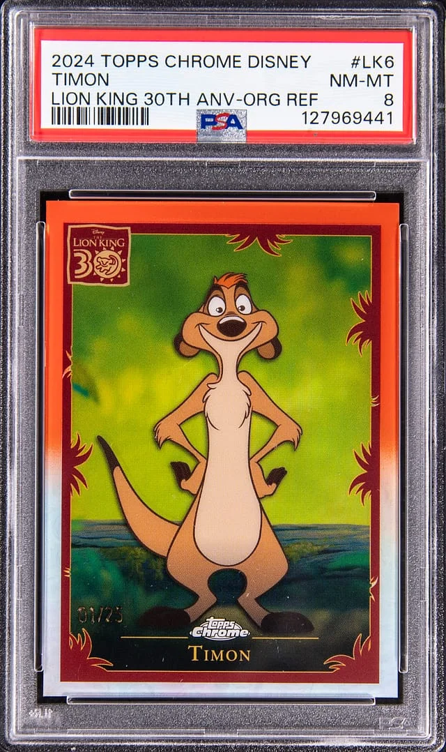 2024 Topps Chrome Timon Disney Lion King 30th Anniversary Orange Refractor #LK-6 card image