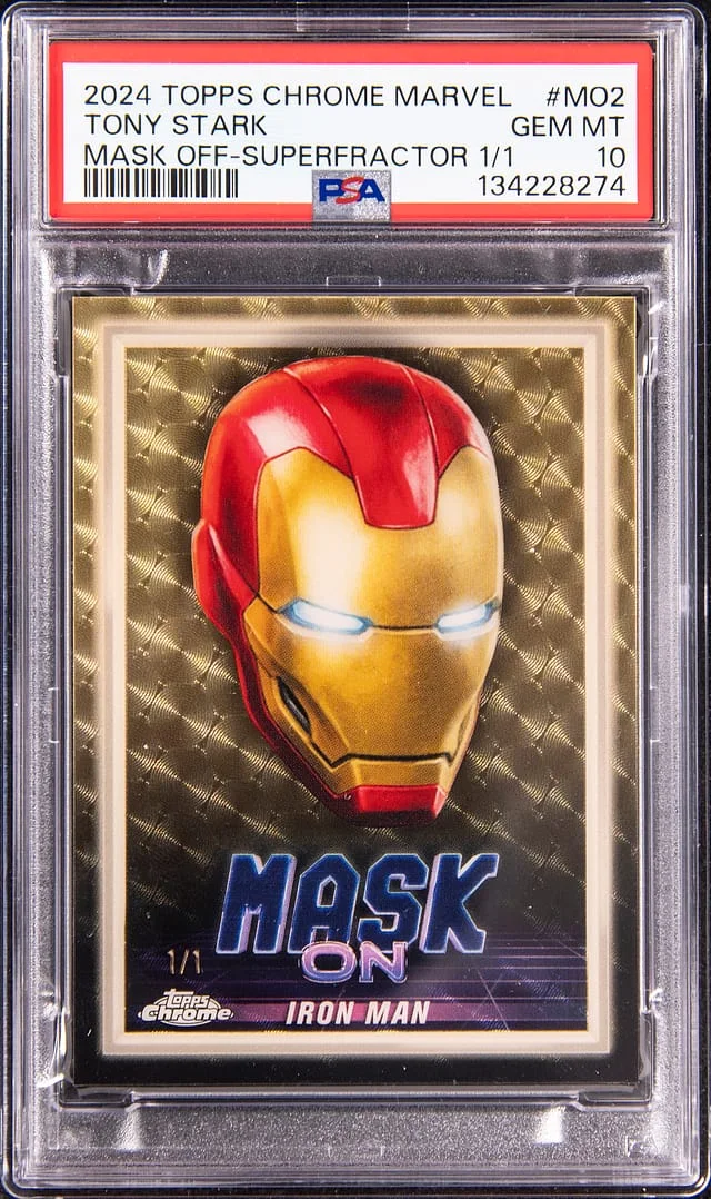 2024 Topps Chrome Tony Stark Marvel Mask Off #MO-2 card image