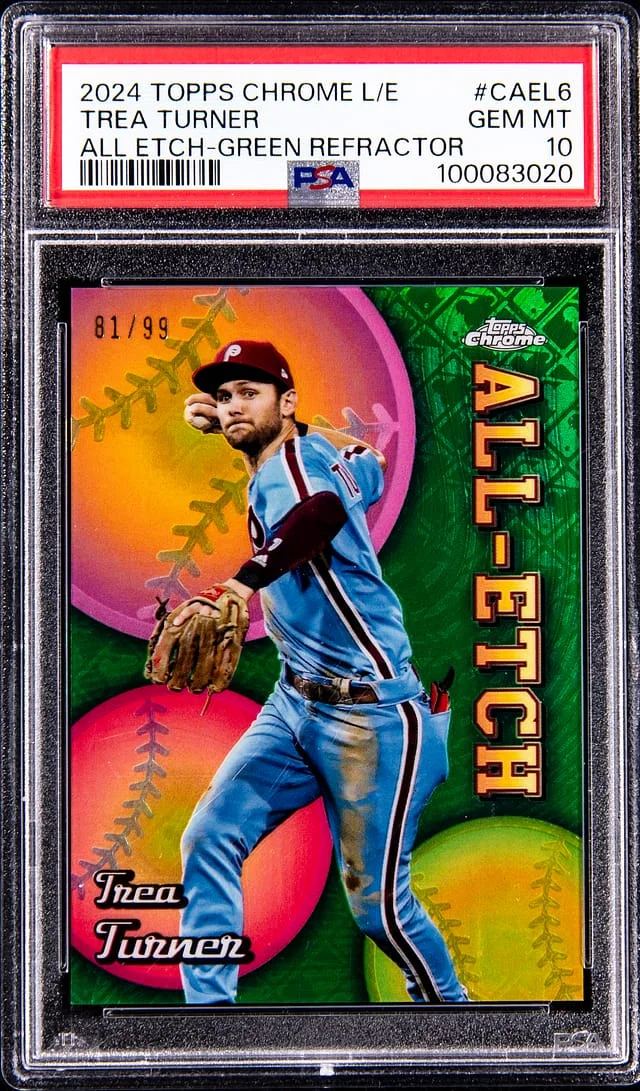 2024 Topps Chrome Trea Turner L/E All-Etch Green Refractor #CAEL-6 card image
