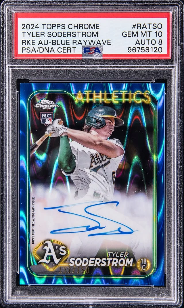 2024 Topps Chrome Tyler Soderstrom Autographs Blue Raywave Refractor #RATSO card image