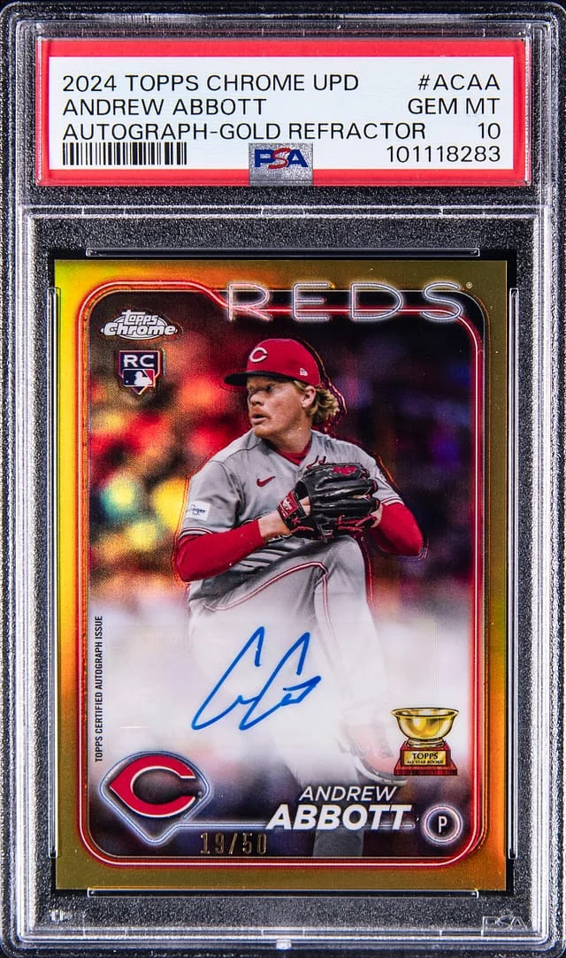 2024 Topps Chrome Update Andrew Abbott Soigned Autograph-Gold Refractor #ACAA card image