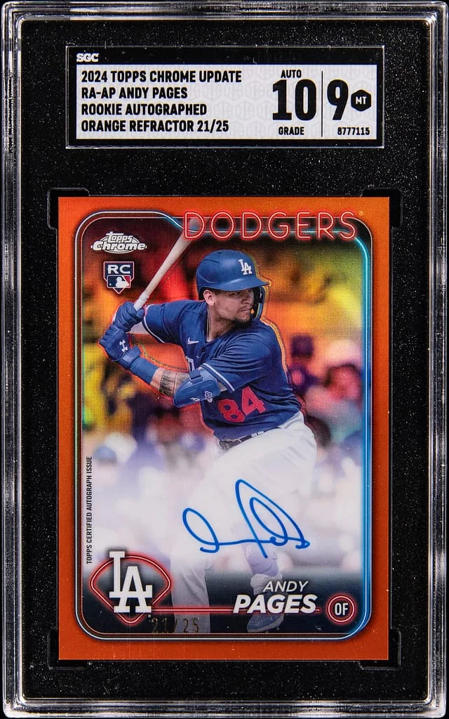 2024 Topps Chrome Update Andy Pages Autograph Blue Refractor #RA-AP card image