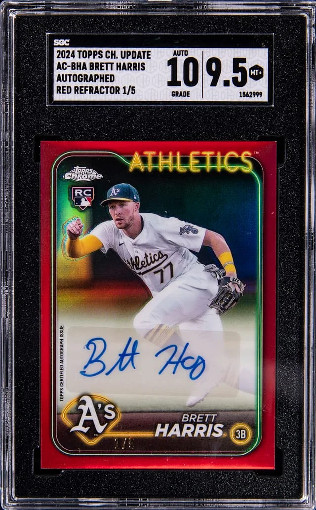 2024 Topps Chrome Update Brett Harris Autographed Red Refractor #AC-BHA card image