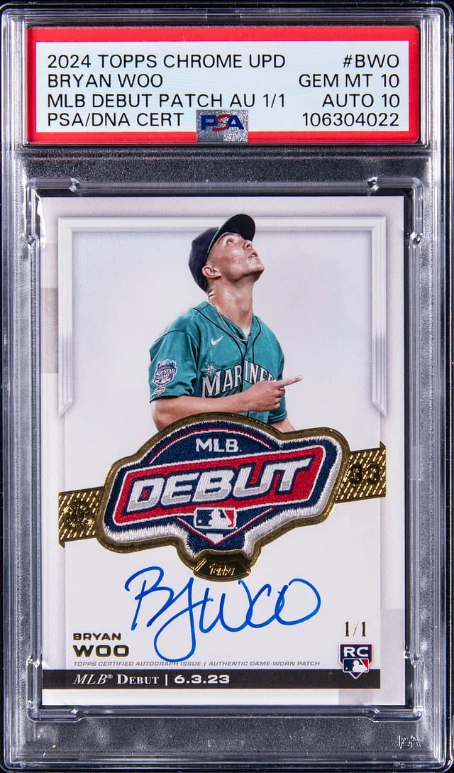 2024 Topps Chrome Update Bryan Woo MLB Debut Patch Autographs #RDPA-BWO card image