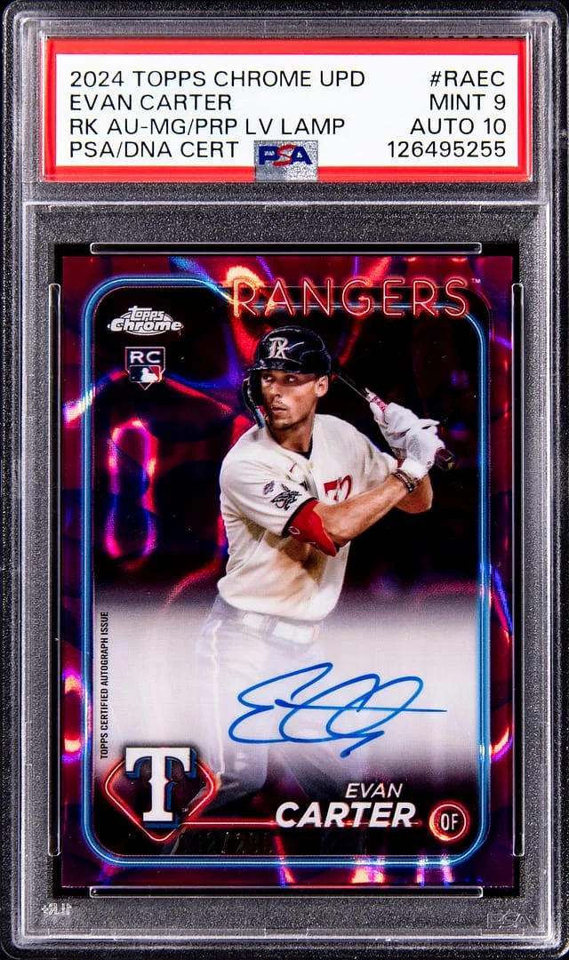 2024 Topps Chrome Update Evan Carter Autograph Magenta/Purple Lava Lamp #RA-EC card image