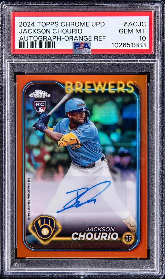 2024 Topps Chrome Update Jackson Chourio Autograph Orange Refractor #AC-JC card image