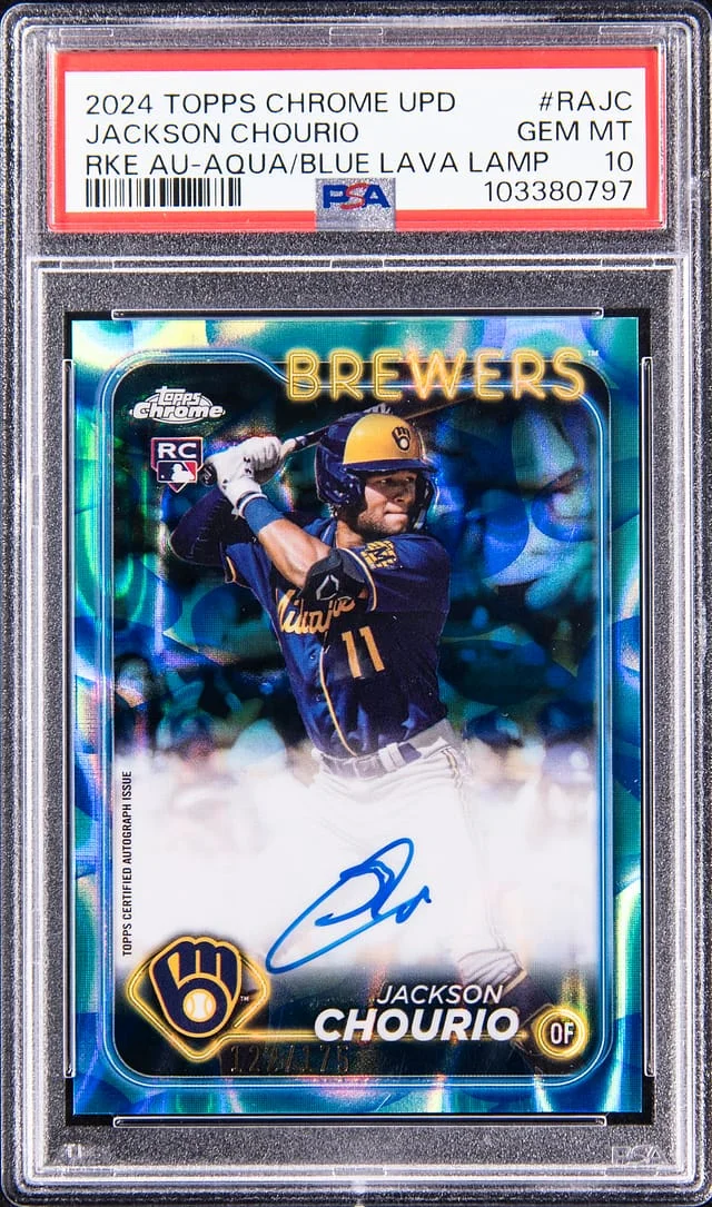 2024 Topps Chrome Update Jackson Chourio Autograph Aqua/Blue Lava Lamp #RAJC card image