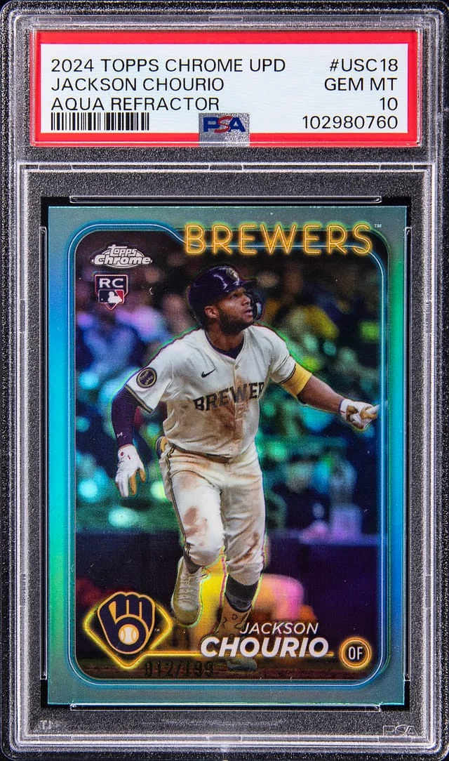 2024 Topps Chrome Update Jackson Chourio Aqua Refractor #USC-18 card image