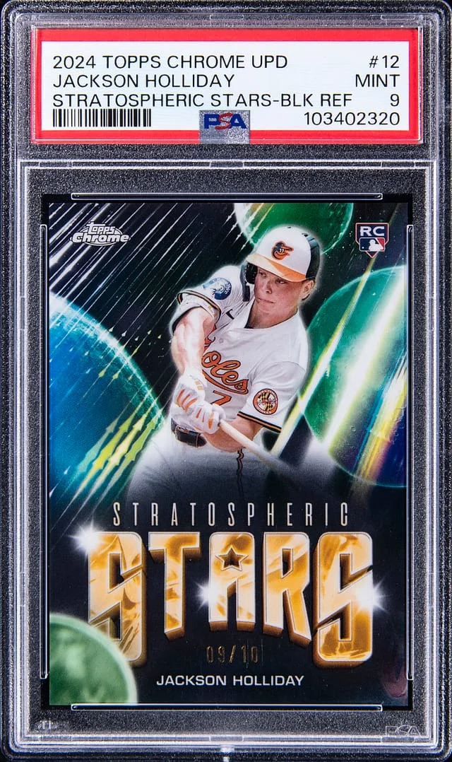 2024 Topps Chrome Update Jackson Holliday Stratospheric Stars Black Refractor #SSC-15 card image