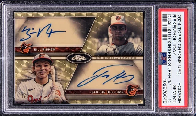 2024 Topps Chrome Update Jackson Holliday/Billy Ripken Dual Autographs SuperFractor #CDA-RIH card image
