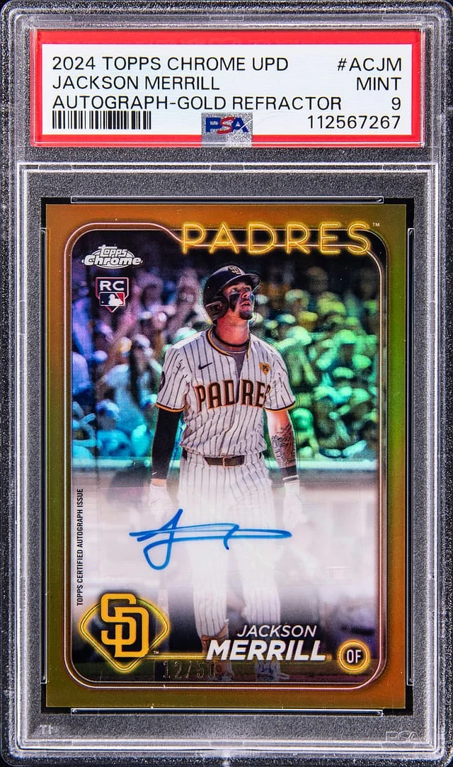 2024 Topps Chrome Update Jackson Merrill Autograph-Gold Refractor #ACJM card image