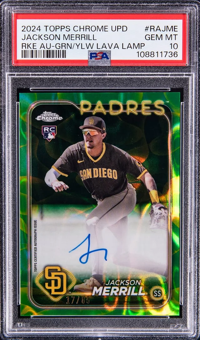 2024 Topps Chrome Update Jackson Merrill Autograph Aqua/Blue Lava Lamp #RAJME card image