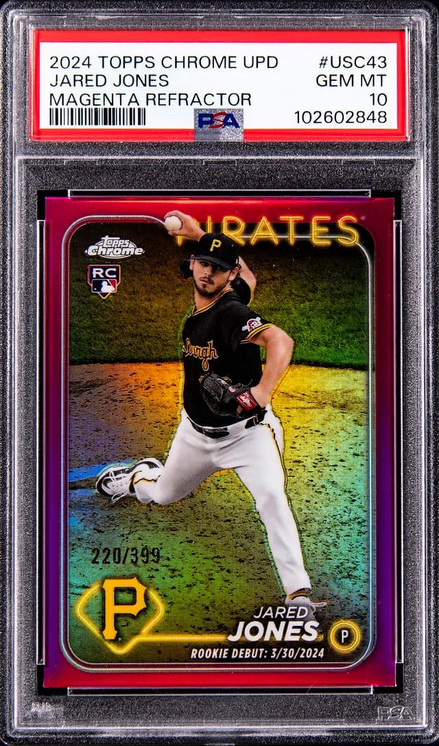 2024 Topps Chrome Update Jared Jones Magenta Refractor #USC43 card image